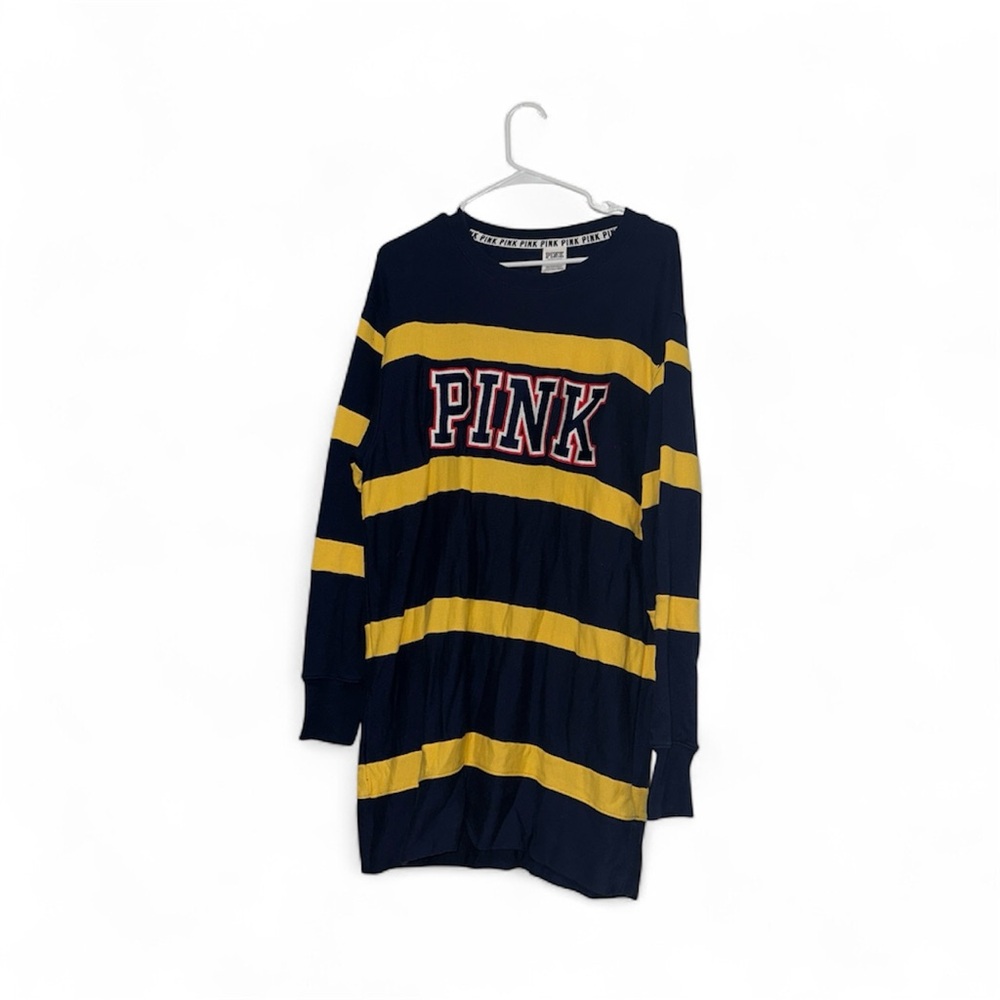 PINK Victoria's Secret Navy and Yellow Striped Top